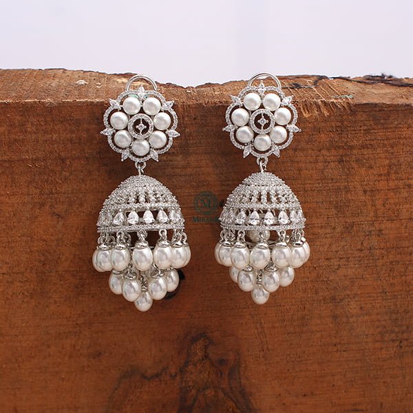 Nova Pearl CZ Designer Earrings
