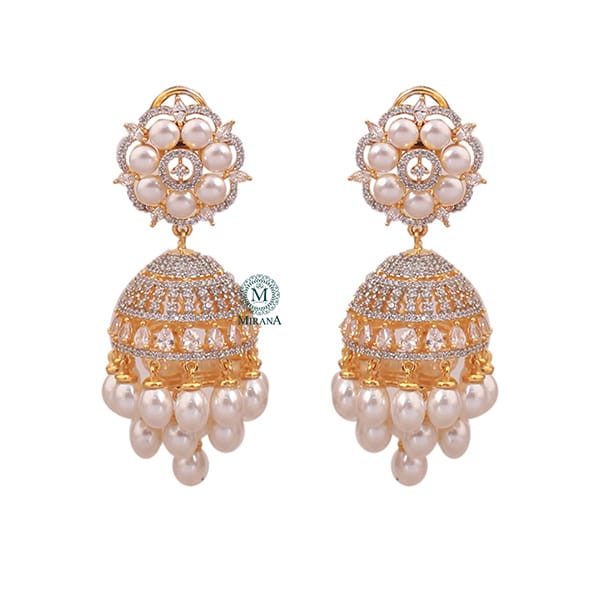 Nova Pearl CZ Designer Earrings