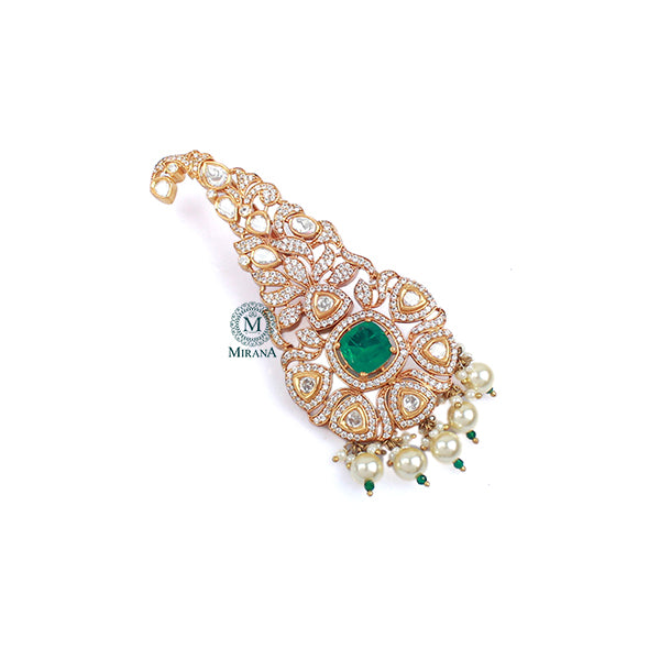 Yuvraj Emerald Green Polki Designer Kalangi
