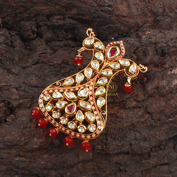 Dhruv Ruby Red Polki Designer Kalangi