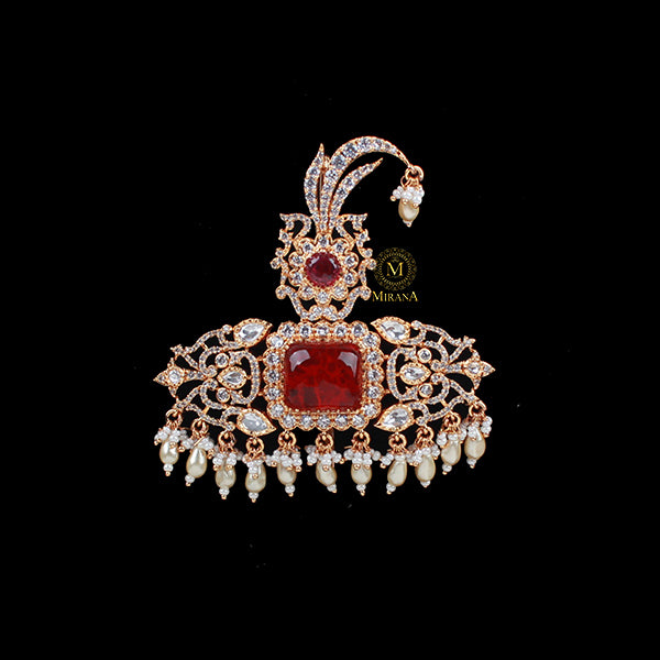 Kabir Ruby Red Pearl Polki Designer Kalangi