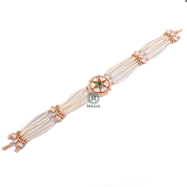 Radhika Emerald Green Polki Mathapatti