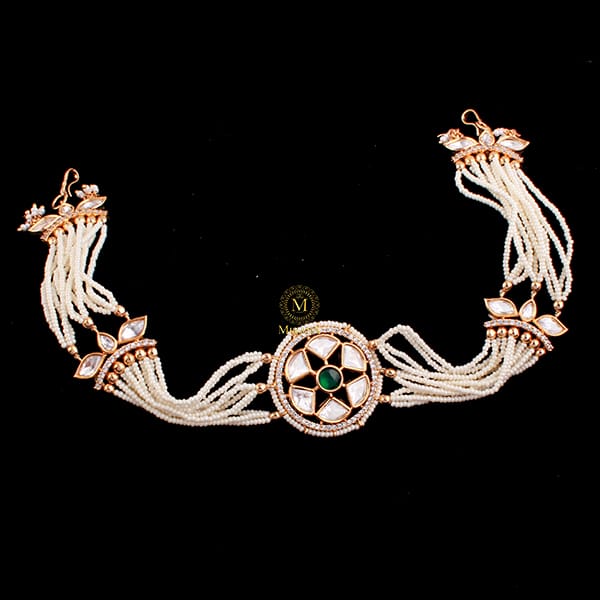 Radhika Emerald Green Polki Mathapatti