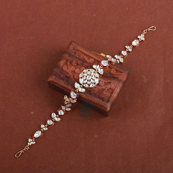 Ekta Red Polki Designer Sheeshpatti