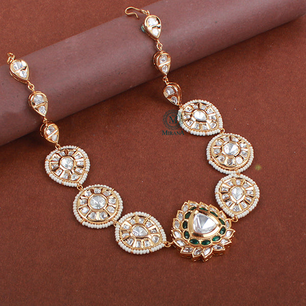 Akshata Emerald Green Polki Sheeshpatti