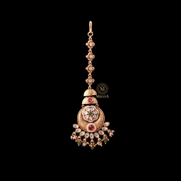 Aabha Ruby Green Antique Maangtika