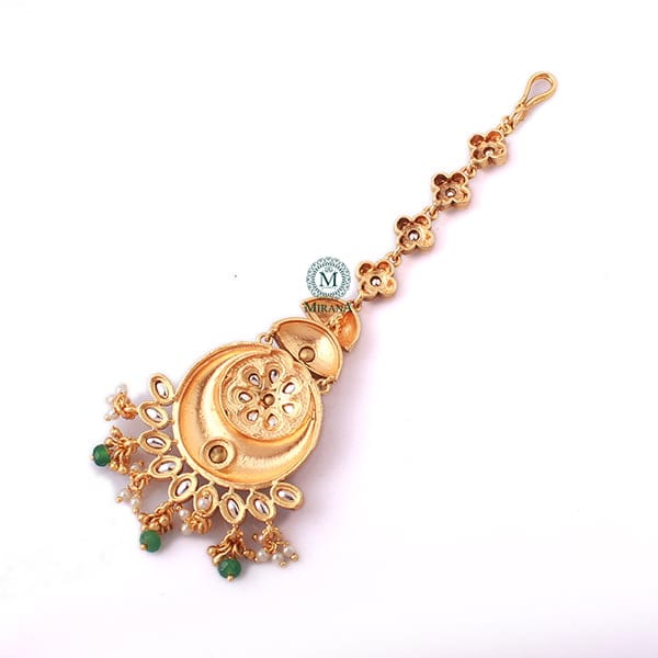 Aabha Ruby Green Antique Maangtika