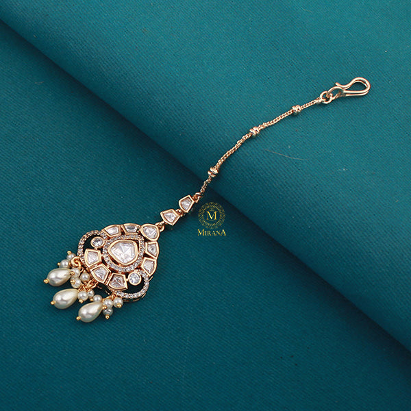 Anvi Pearl Polki Designer Maangtika