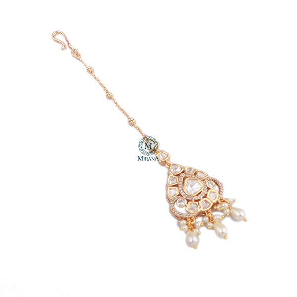 Anvi Pearl Polki Designer Maangtika