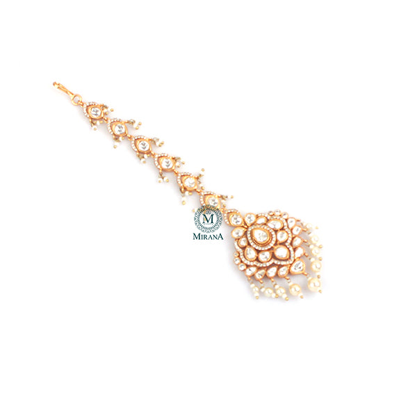 Ishanya Pearl Polki Designer Maangtika