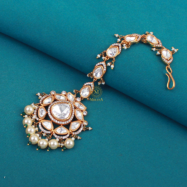 Sitara Emerald Green Polki Designer Maangtika