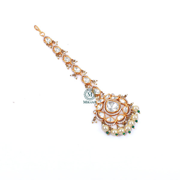 Sitara Emerald Green Polki Designer Maangtika