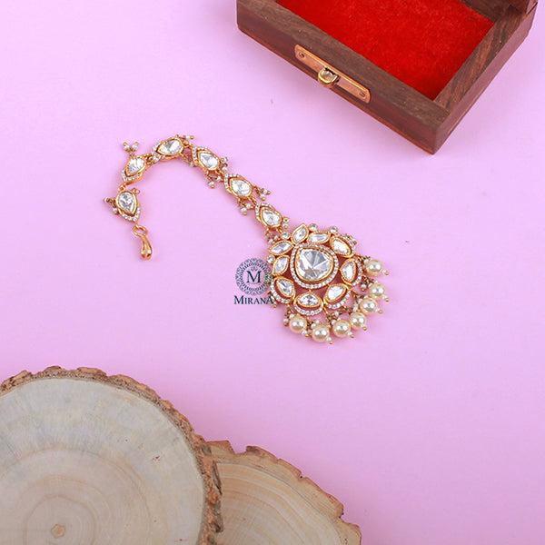 Sitara Pearl Polki Designer Maangtika