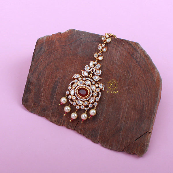 Simran Ruby Polki Designer Maangtika