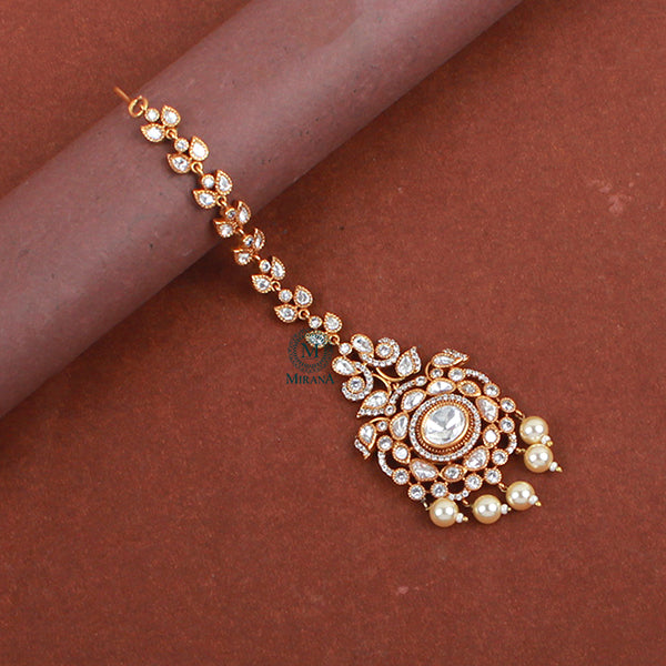 Simran Pearl Polki Designer Maangtika