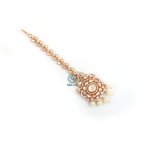Simran Pearl Polki Designer Maangtika