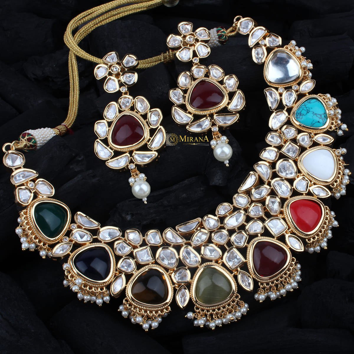 Navratan Kundan Necklace Set
