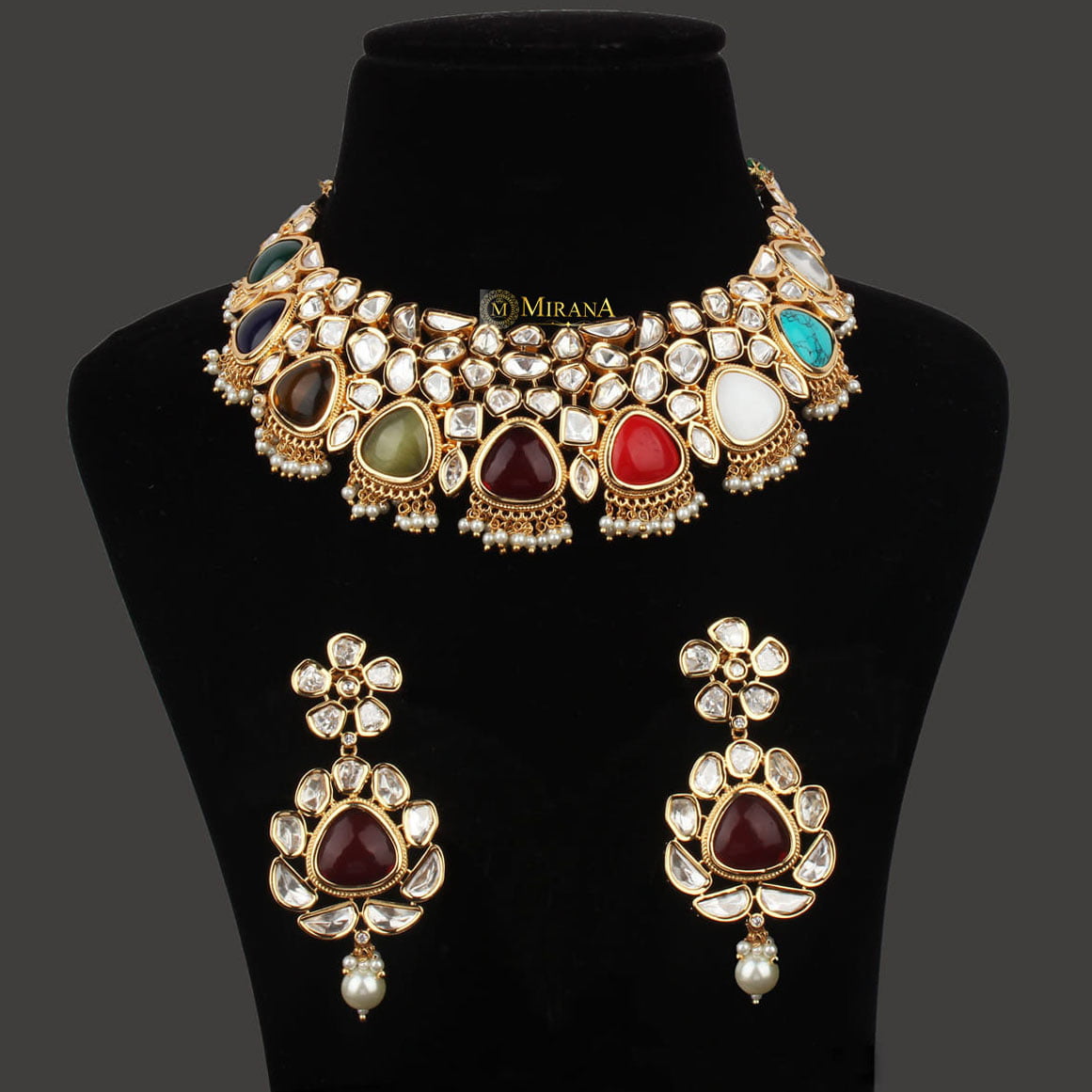 Navratan Kundan Necklace Set
