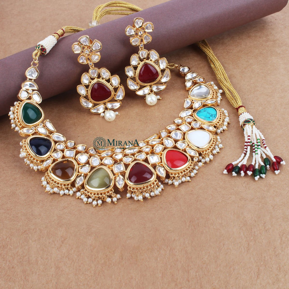 Navratan Kundan Necklace Set