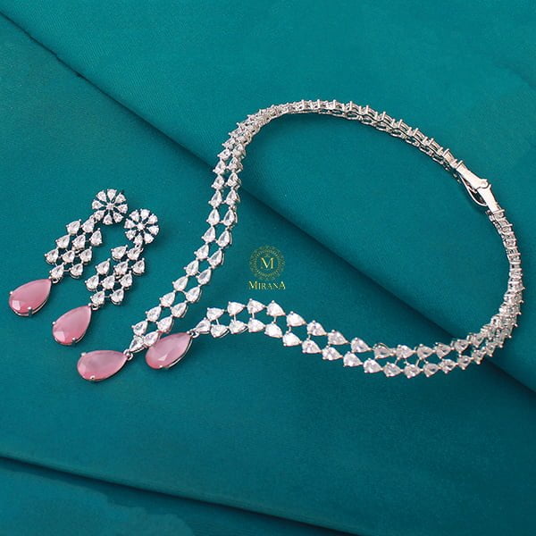 Christy Pastel Pink Designer Necklace Set