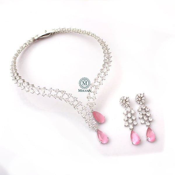 Christy Pastel Pink Designer Necklace Set