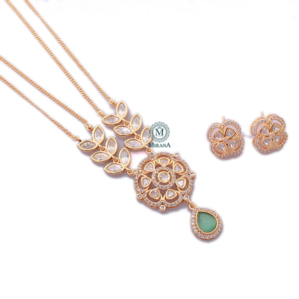 Paridhi Pastel Green Polki Necklace Set