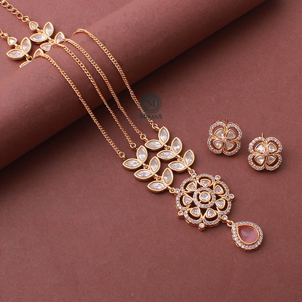 Paridhi Pastel Pink Polki Necklace Set