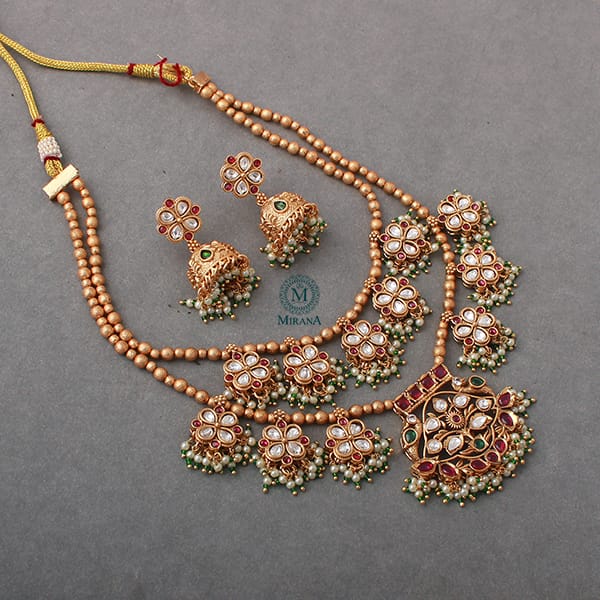 Hansika Pearl Antique Layered Necklace Set