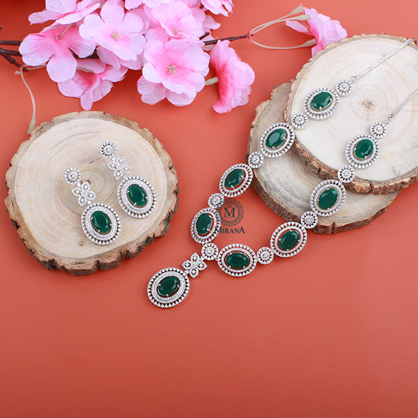 Nina Emerald Green CZ Designer Necklace Set
