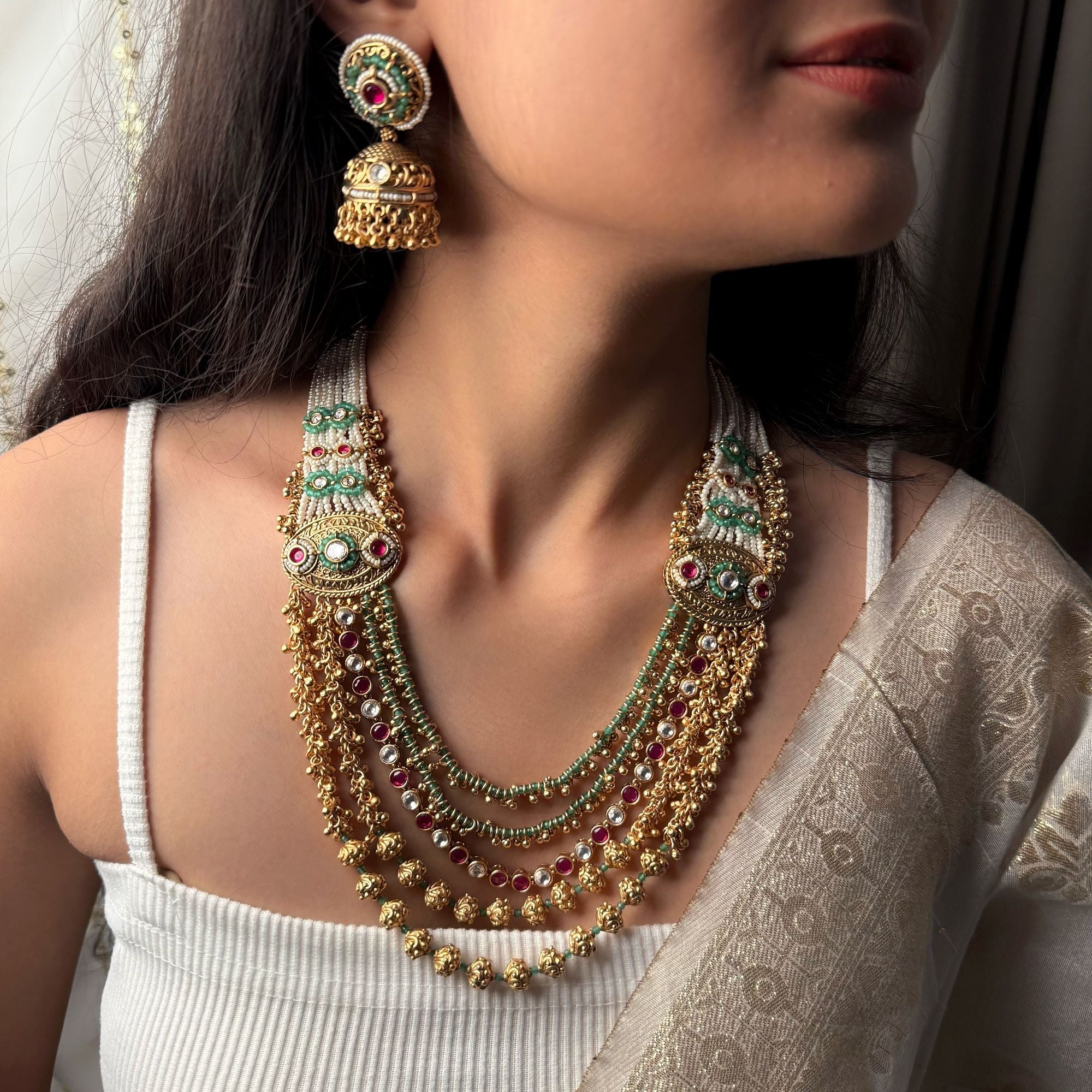 Gitashi Antique Layered Designer Necklace Set