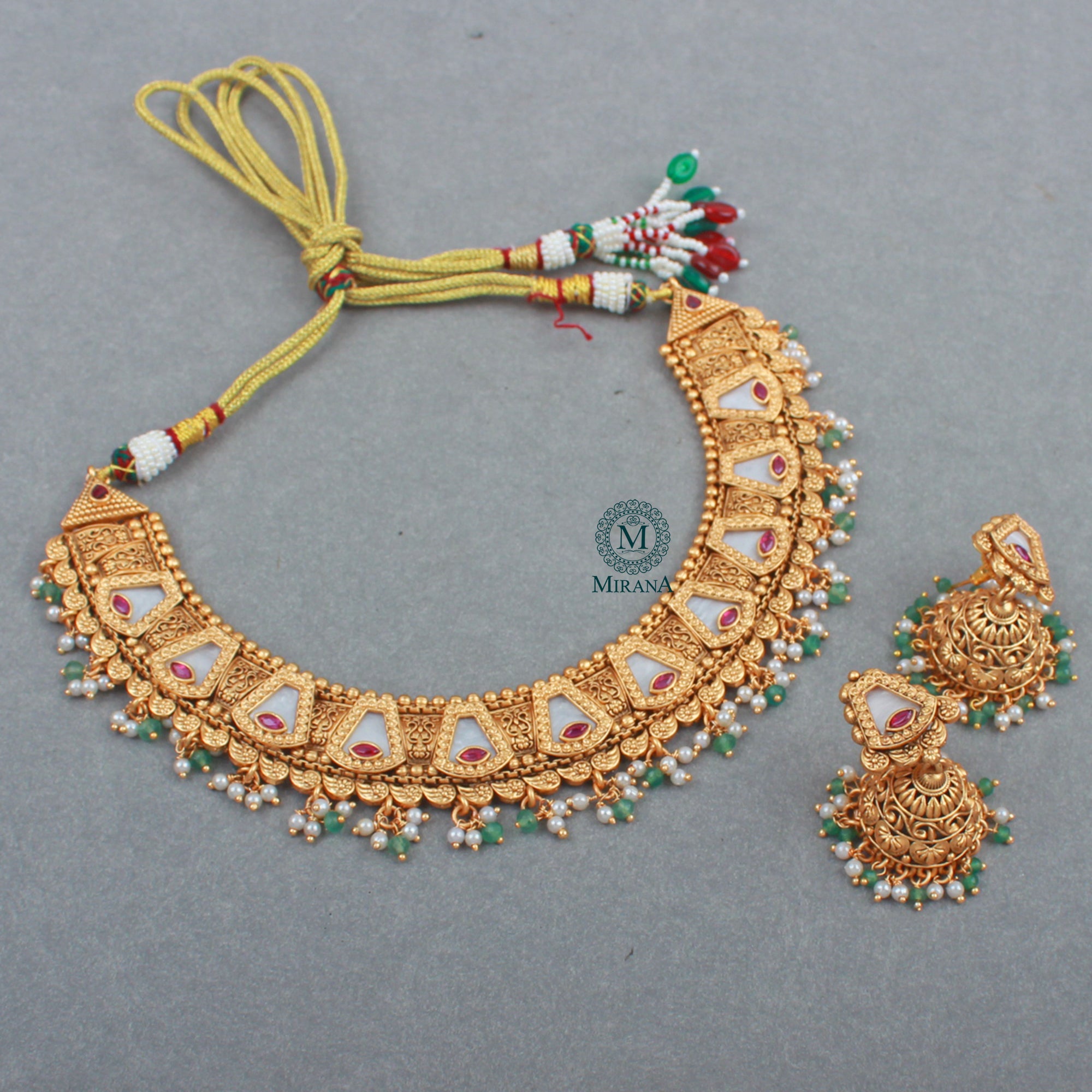 Pritika MOP Antique Designer Necklace Set