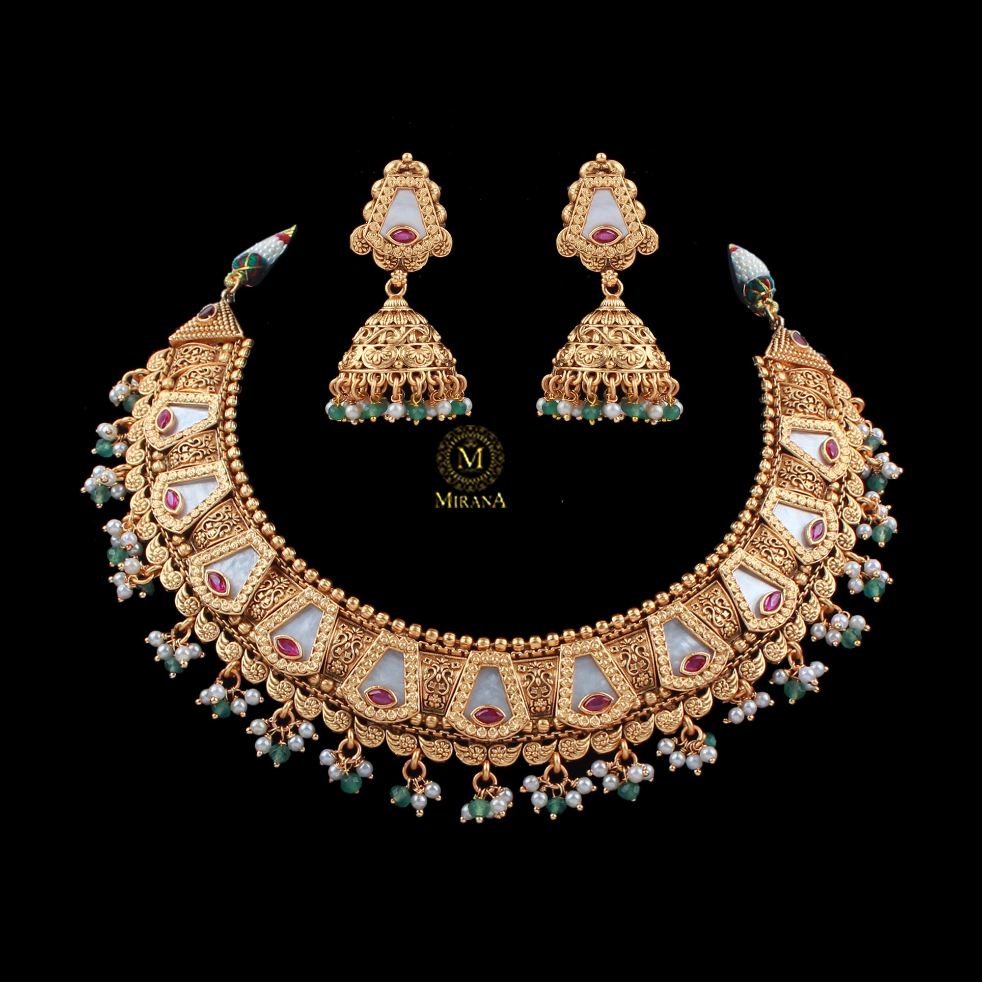 Pritika MOP Antique Designer Necklace Set