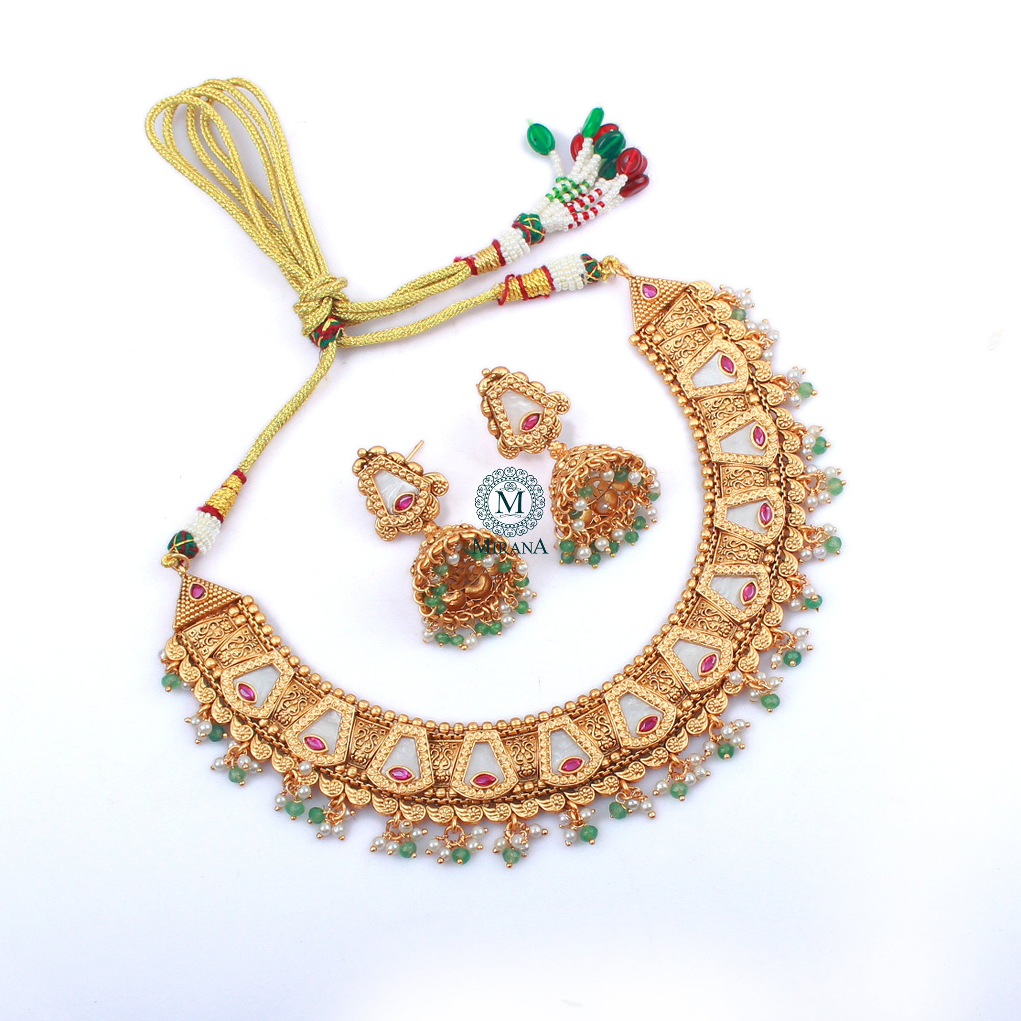 Pritika MOP Antique Designer Necklace Set