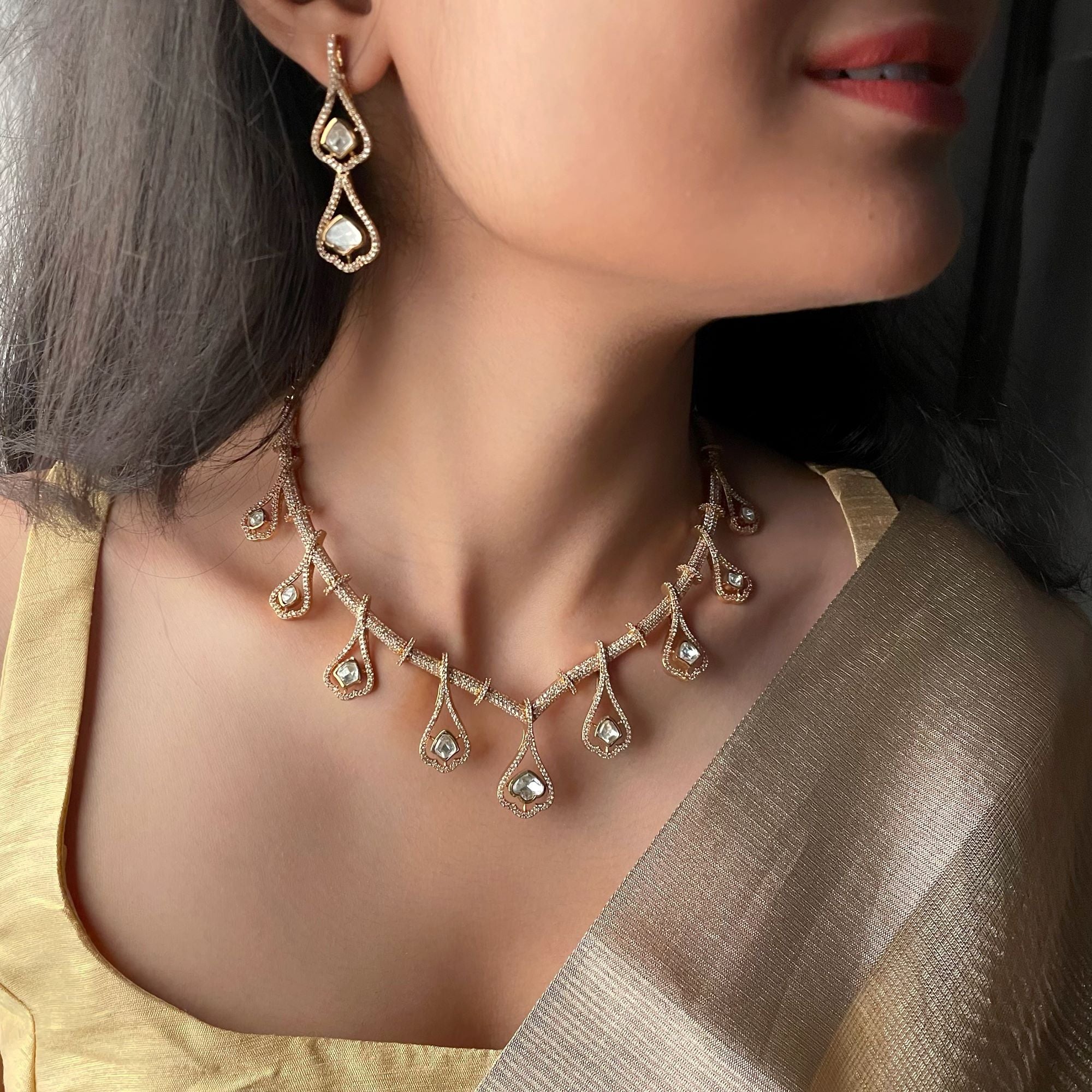 Sona Moissanite Designer Necklace Set