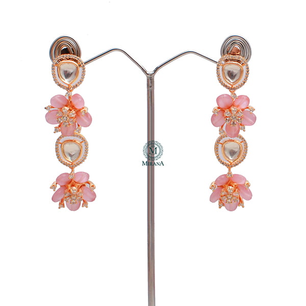 Tulip Pastel Pink Polki Designer Necklace Set