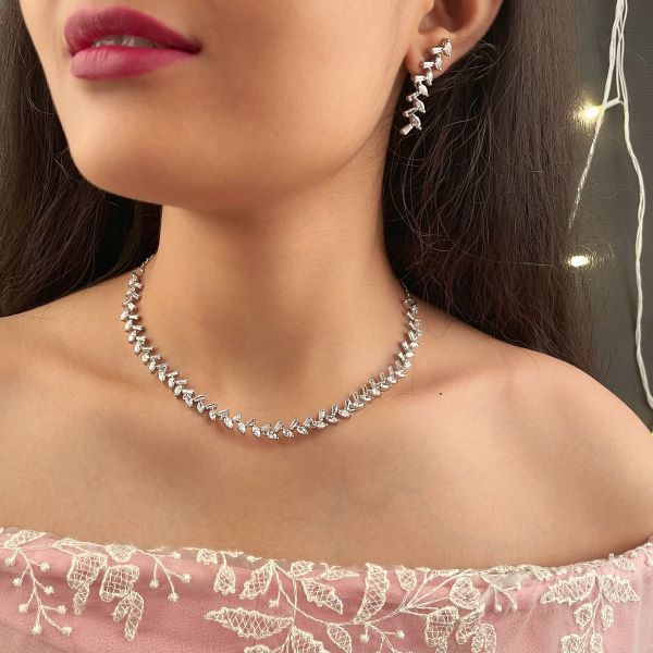 Lily 925 Pure Silver Necklace Set