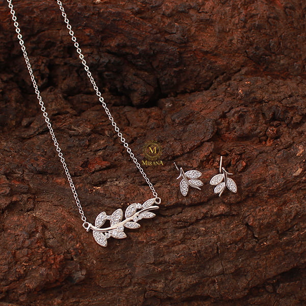 Nanie 925 Pure Silver Designer Pendant Set