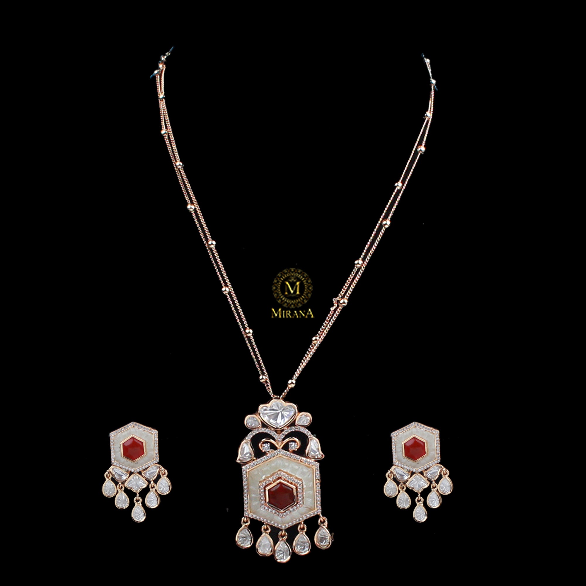 Vandi MOP Polki Designer Pendant Set