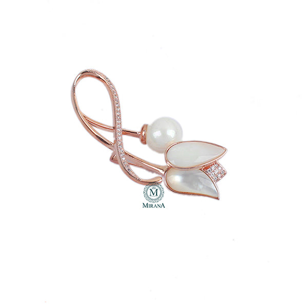 Florent Pearl CZ Designer Brooch