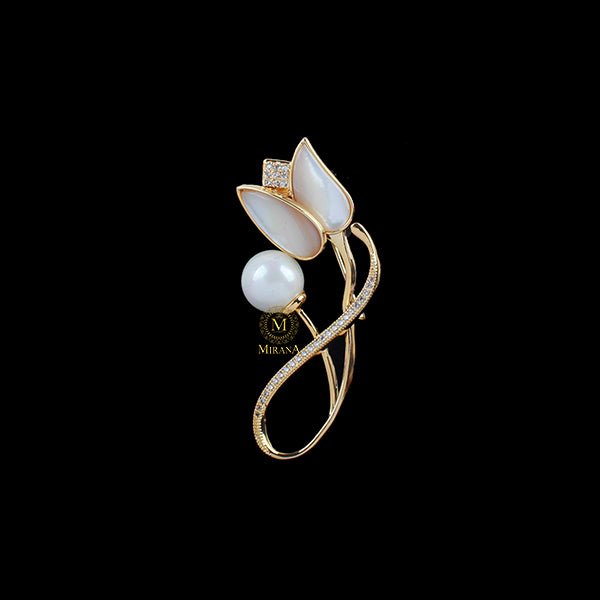 Florent Pearl CZ Designer Brooch