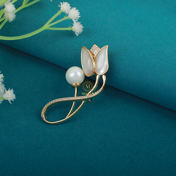 Florent Pearl CZ Designer Brooch