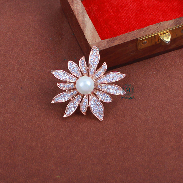 Kalix Pearl CZ Designer Brooch