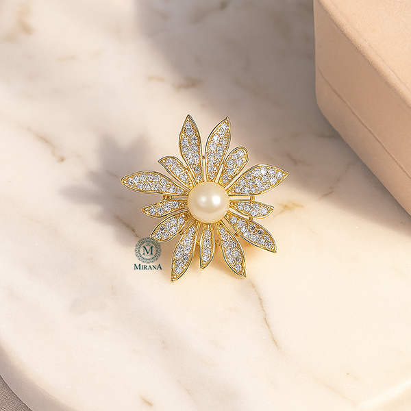 Kalix Pearl CZ Designer Brooch