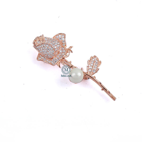 James Pearl CZ Designer Brooch