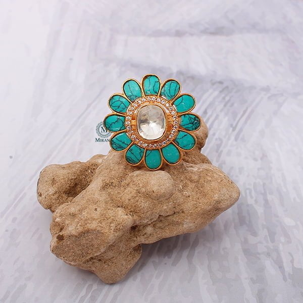 Anaisha Bottle Green Moissanite Designer Ring