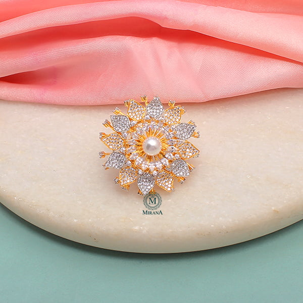 Liza Pearl CZ Designer Ring