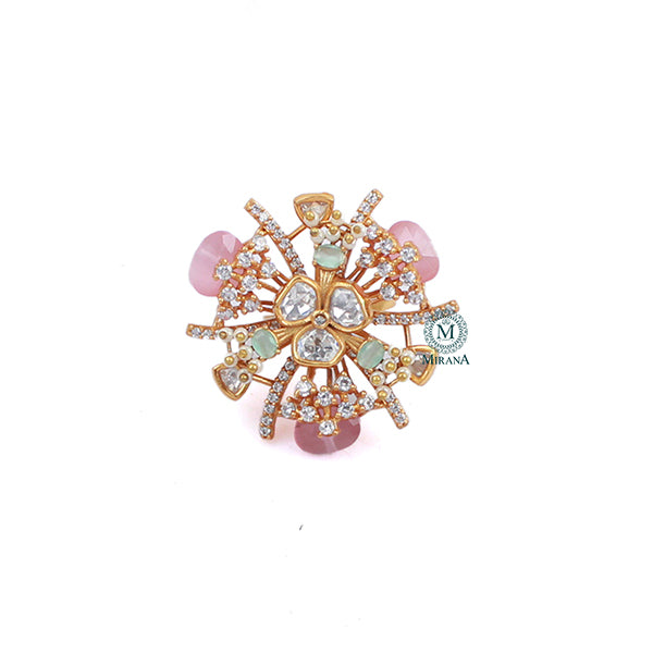 Gulaabo Pastels Colour Polki Designer Ring