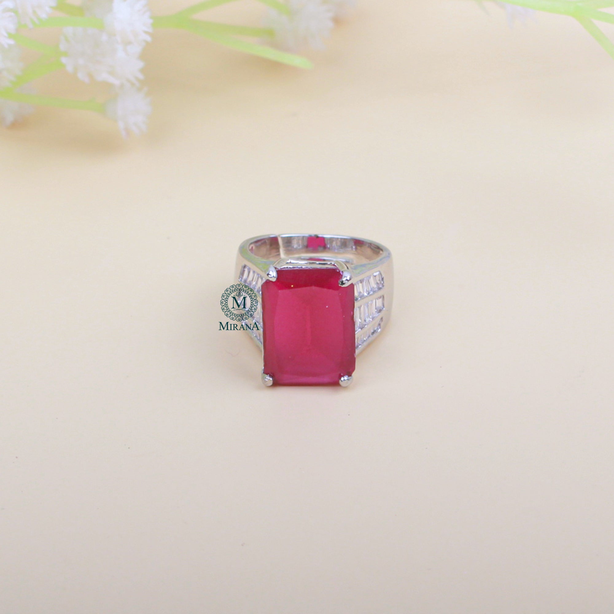 Leilani Ruby CZ Designer Ring