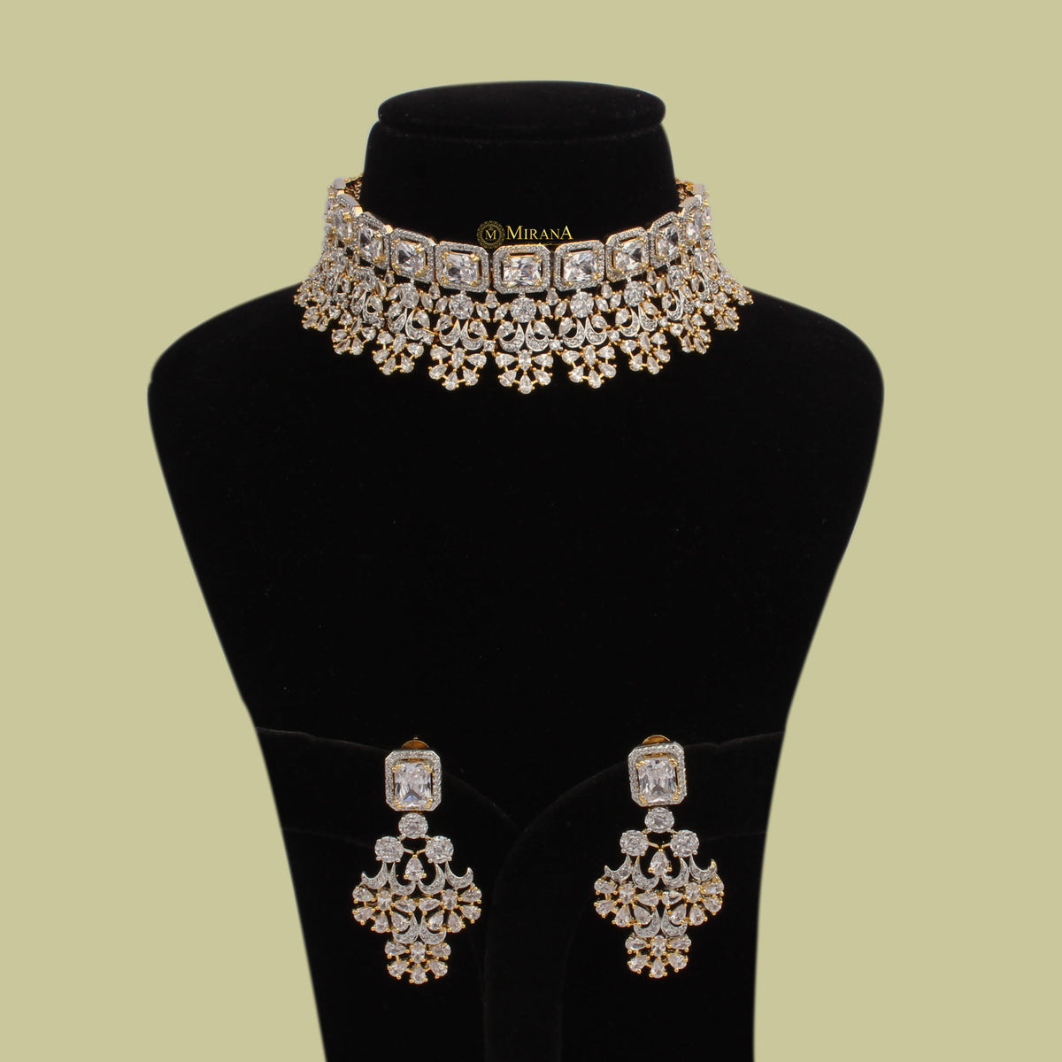 CZ Emerald Cut Designed Choker Set