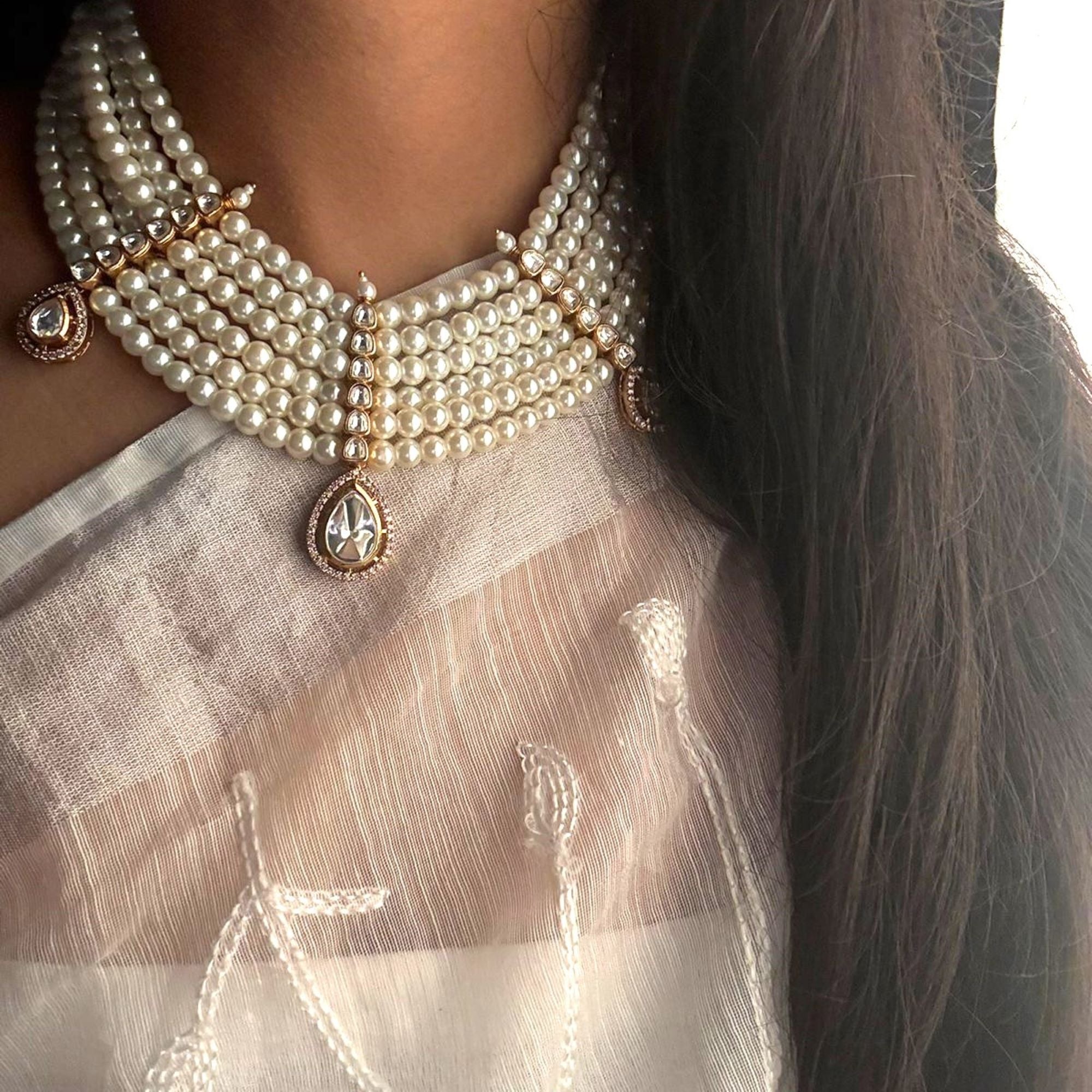 Noor Layered Moissanite Designer Necklace Set